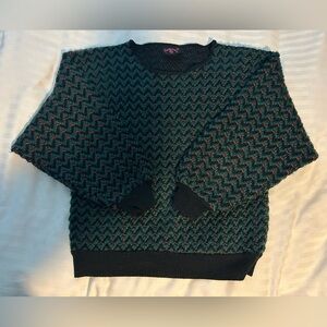 Vintage California Poppy Green Knit Sweater - L